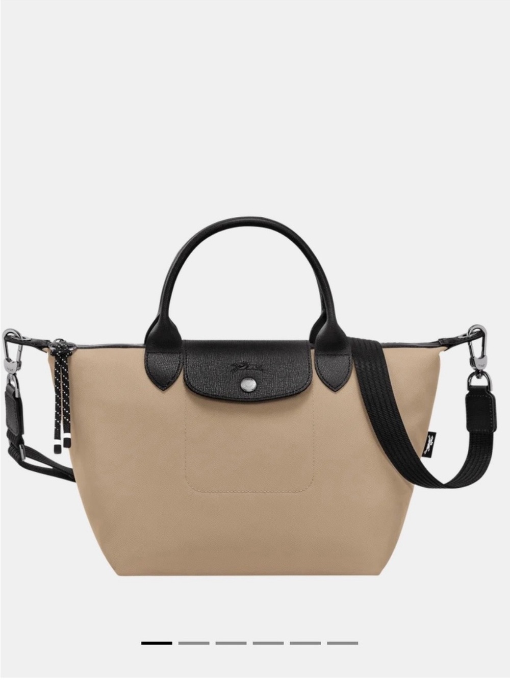 Longchamp Le pliage Energy Small Clay Tote with Black Leather Trim and Strap